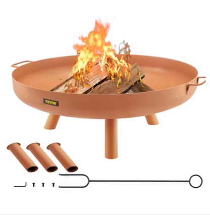 VEVOR Feuerschale 77 cm Durchmesser, 15 cm Tiefe Feuerkorb 28 cm Höhe Kohlenstoffstahl Feuerschale