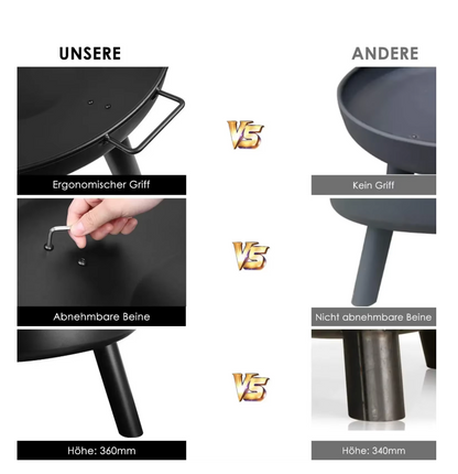 Feuerschale "Classic", 62cm, abnehmbare Füße