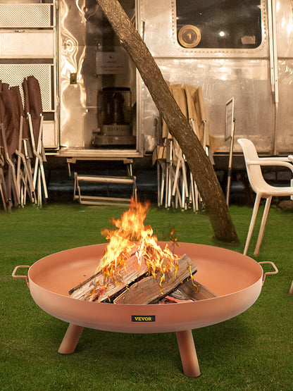 VEVOR Feuerschale 77 cm Durchmesser, 15 cm Tiefe Feuerkorb 28 cm Höhe Kohlenstoffstahl Feuerschale