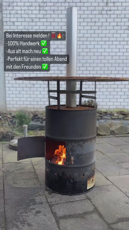 Stehtisch-Feuertonne von FlammNeu! – feste Ausführung / 100% Handwerk